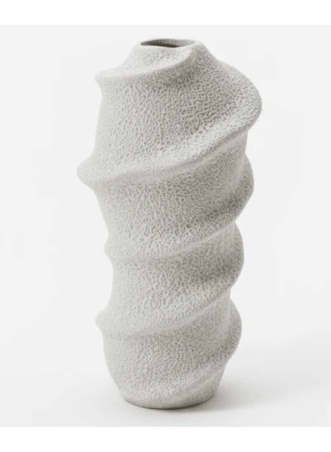 AKDC Premium Contemporary Ceramic Decorative Vase – Glossy White Finish with Artistic Abstract Shape for Living Room Décor, 30 × 12 cm - Image 1
